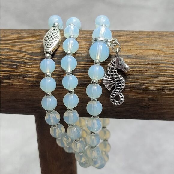 Set of 3 Opalite Beaded Stretch Bracelets - Picture 5 of 13